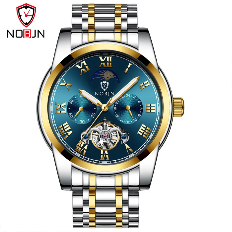 WebsiteSwitzerlandNOBJNNuobo-reloj mecánico automático para hombres, reloj dorado multifuncional, celebridad de Internet en vivo, oficial, nuevo