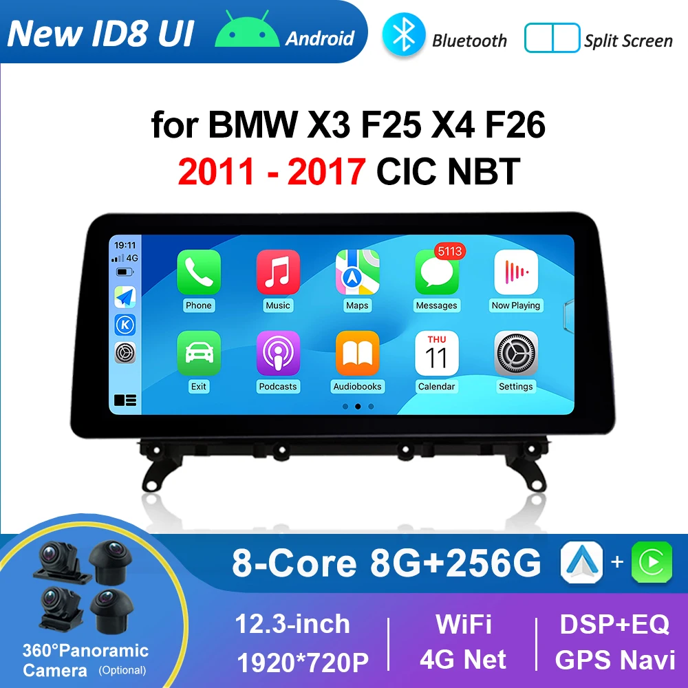 for BMW X3 F25 X4 F26 2011 - 2017 CIC NBT System HD Touch Screen 4G WiFi Android Auto Car Radio Video Player Carplay DSP Stereo