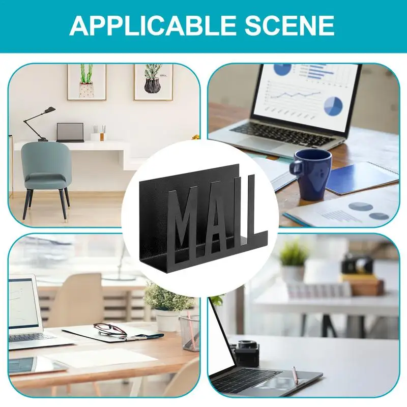 Desk Mail Stand Desktop Metal Cutout Organizer Rack For Mails Stylish Cutout Storage Documents Notepads Letters Envelopes Office