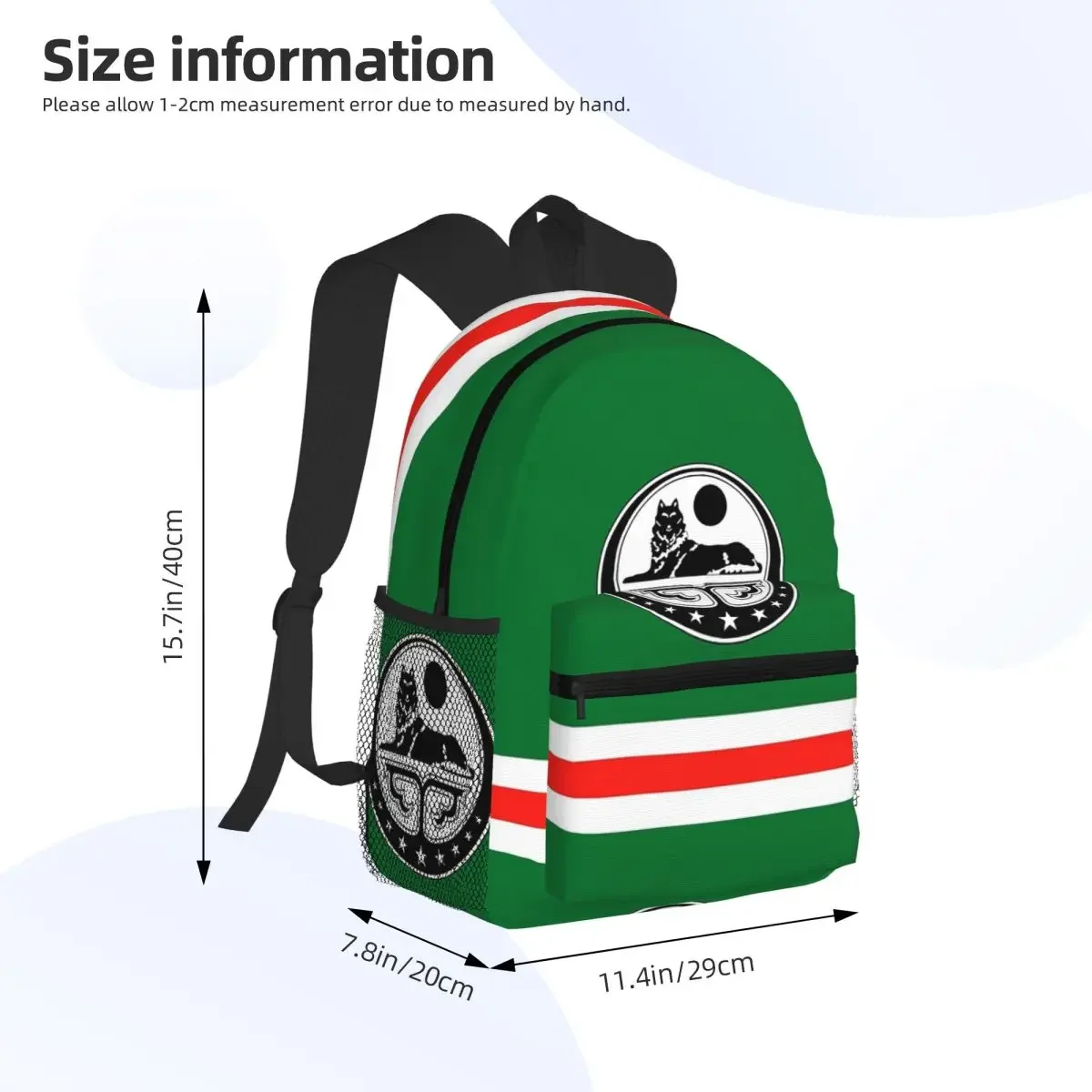 Chechen Borz Wolf Coat Of Arms Of Chechnya Student Backpack School Bag Hiking Travel Daypack for Men Women Bookbag Shoulder Bags