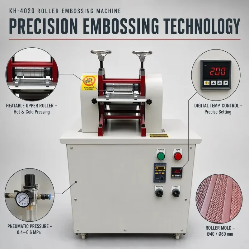 KH-4020 Roller-type Pneumatic Temperature-Controlled Embossing Machine - for Leather/Strap/Foil/Paper Film Embossing