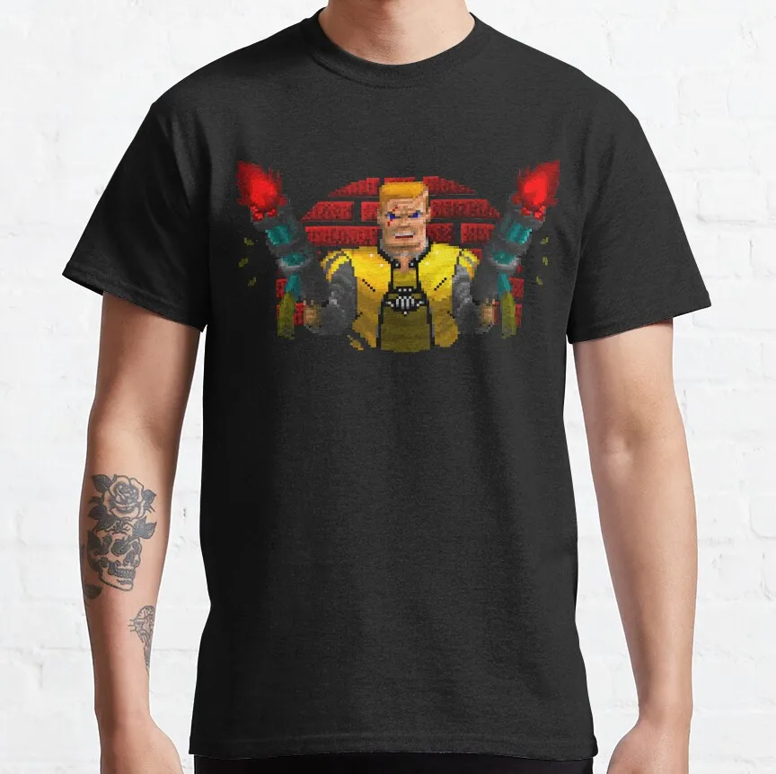 

Vintage War Game Wolfenstein Time to get psyched! B.J. Blazkowicz Video game t shirt Retro gaming printed tee plus size clothes