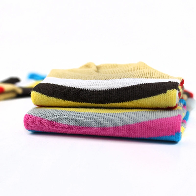 5 Pairs Women's Toe Socks Rainbow Striped 100% Cotton Moisture-Wicking Odor-Resistant Outdoor Sports Running Socks