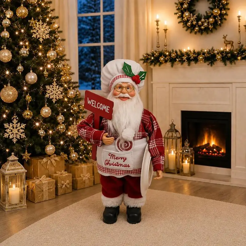Christmas Santa Claus Figurines with Assorted Outfits Scratch Resistant Xmas Decorations for Home Party Outdoor Patio Decor
