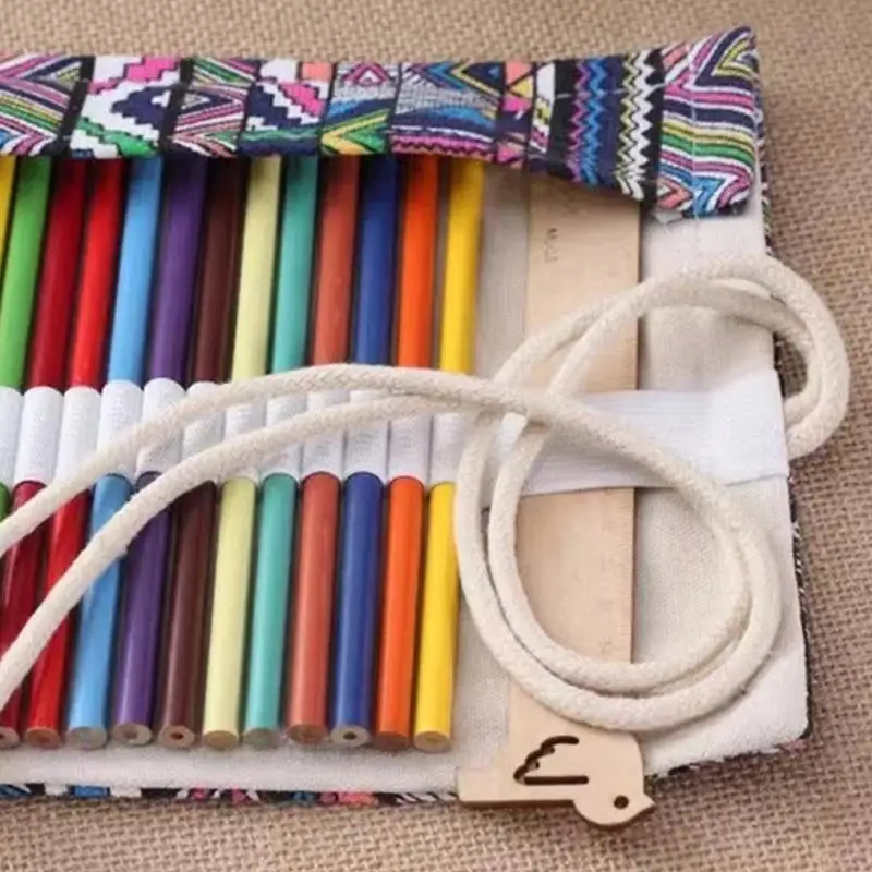 

Large Pencil Roll Pencil Bag 48 Slots Stationery Storage Canvas Bag Suitable for Stationery Paintbrush Storage