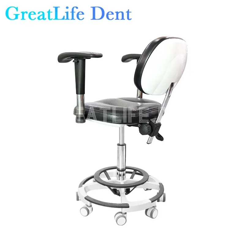 

GreatLife Dent Dental Эргономичная красота Парикмахерская татуировка PU Седло Ножная педаль Подъемная поворотная регулируемая бесшумная колесо Докторское кресло