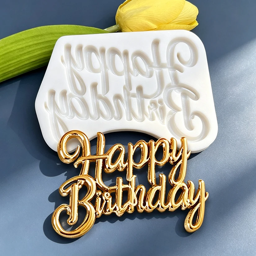 Happy Birthday Baby Silicone Mold Sugarcraft Cupcake Baking Mold Fondant Cake Decorating Tools