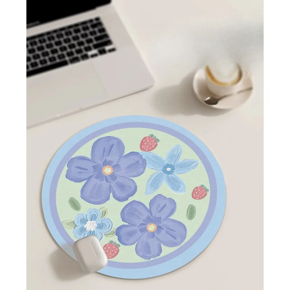 Un alfombrilla de ratón antideslizante y gruesa hecha a medida para hadas, un alfombrilla de mesa pequeña, redonda, con borde bloqueado y linda y estilo Instagram.
