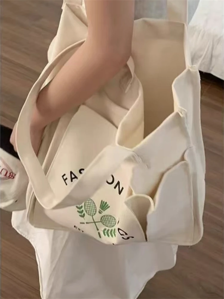 

Большая холщовая сумка через плечо Capaci, новинка 2025, повседневная сумка для бадминтона и тенниса, модная сумка для женщин, сумка-тоут для отдыха