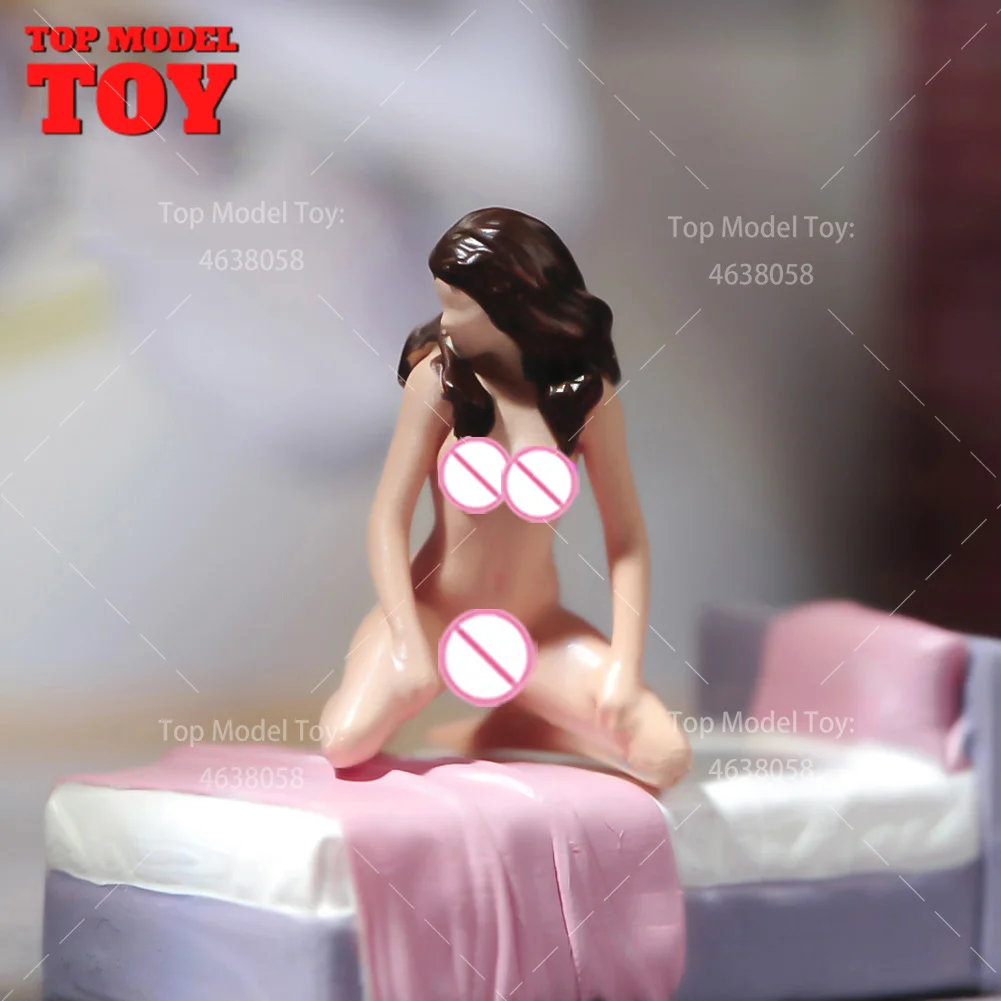 Painted Miniatures 1/87 1/64 1/43 Perm Hair kneeling Position Girl Scene Props Figure Model Dolls Unpainted For Cars Vehicle Toy