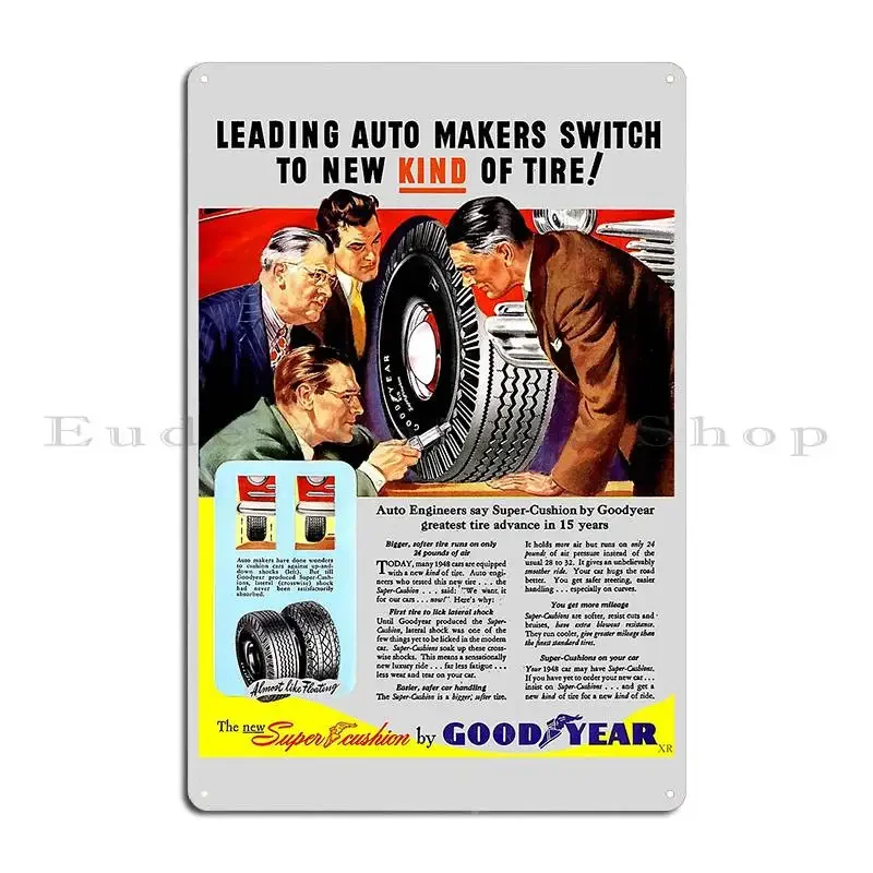 Tires Tyres Atomic Age Advert Metal Sign Club Wall Decor Cinema Custom Club Tin Sign Poster