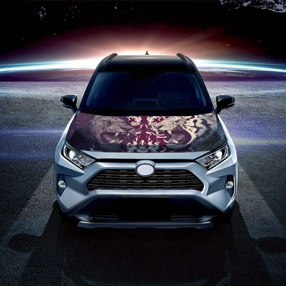 ملصق غطاء محرك السيارة باللون الأرجواني والبرتقالي، ملصق فني تلقائي، ديكور يلتف الفينيل الخارجي للسيارة، هدية لمحبي السيارات، U