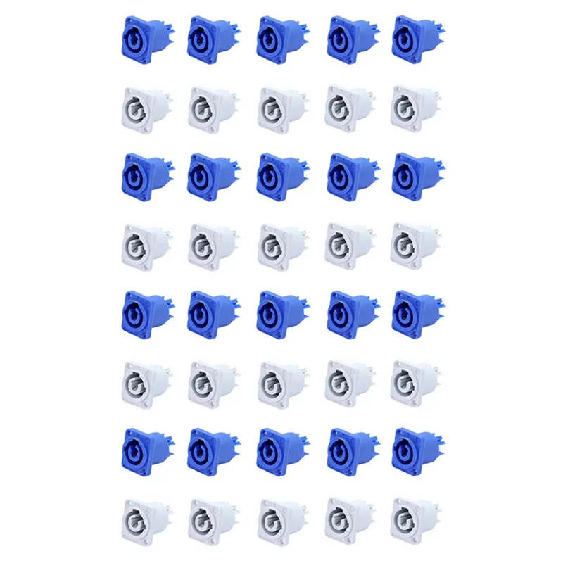 

40Pcs 3 PIN 20A 250V AC Powercon Connector Socket NAC3MPA-1 NAC3MPB-1 Output Connector Blue And Grey White