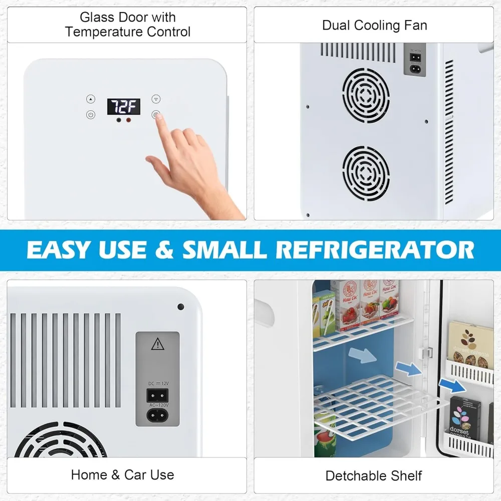 Kulkas Mini 22L dengan kontrol suhu, kulkas perawatan kulit, kulkas pendingin pribadi portabel untuk kamar tidur, kosmetik, meja kantor