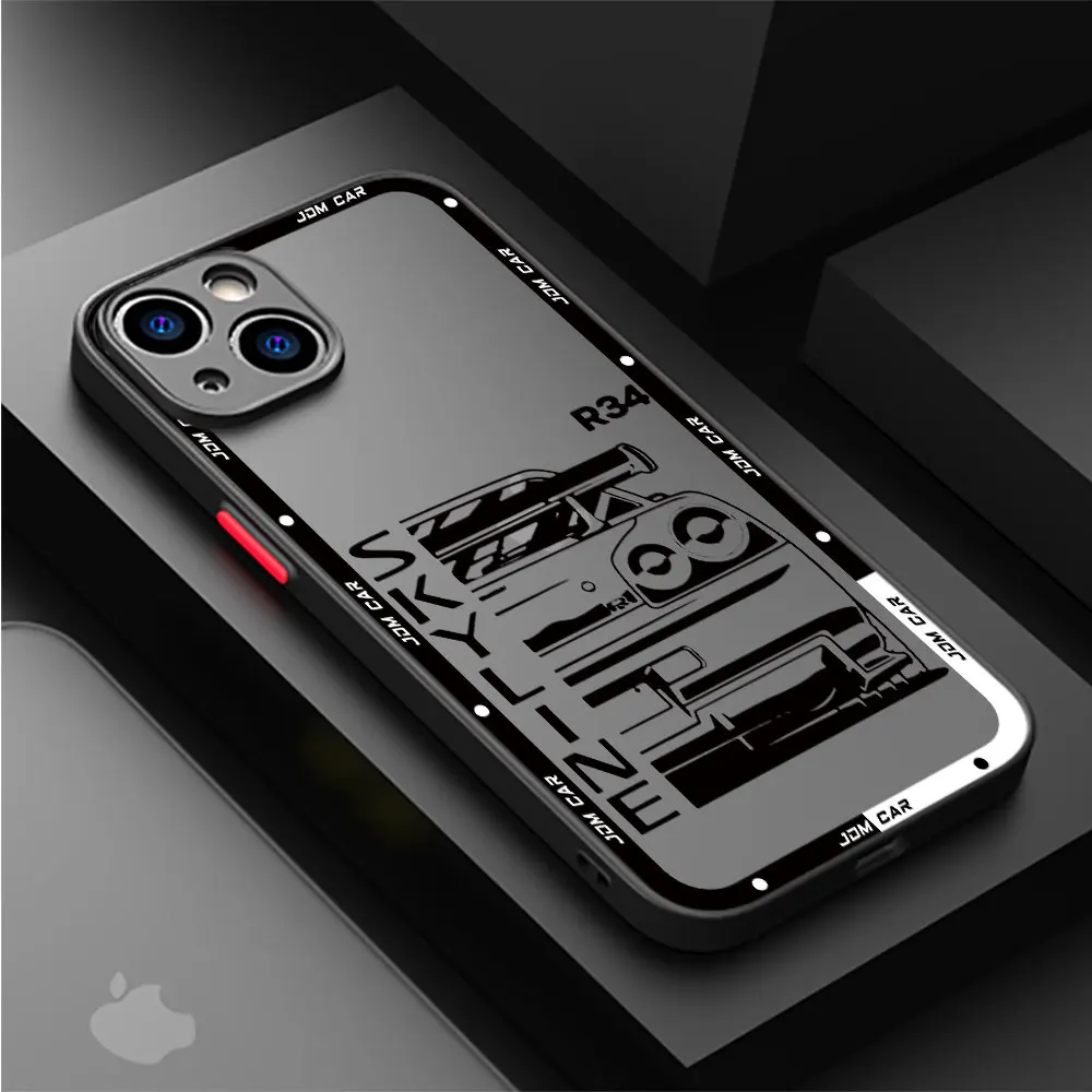 JDM Dream Car Phone Case for Apple iPhone XS Max 13 Mini 14 Pro 11 Pro 15ProMax 7 8 Plus SE XR 12 Matte Cover Shockproof