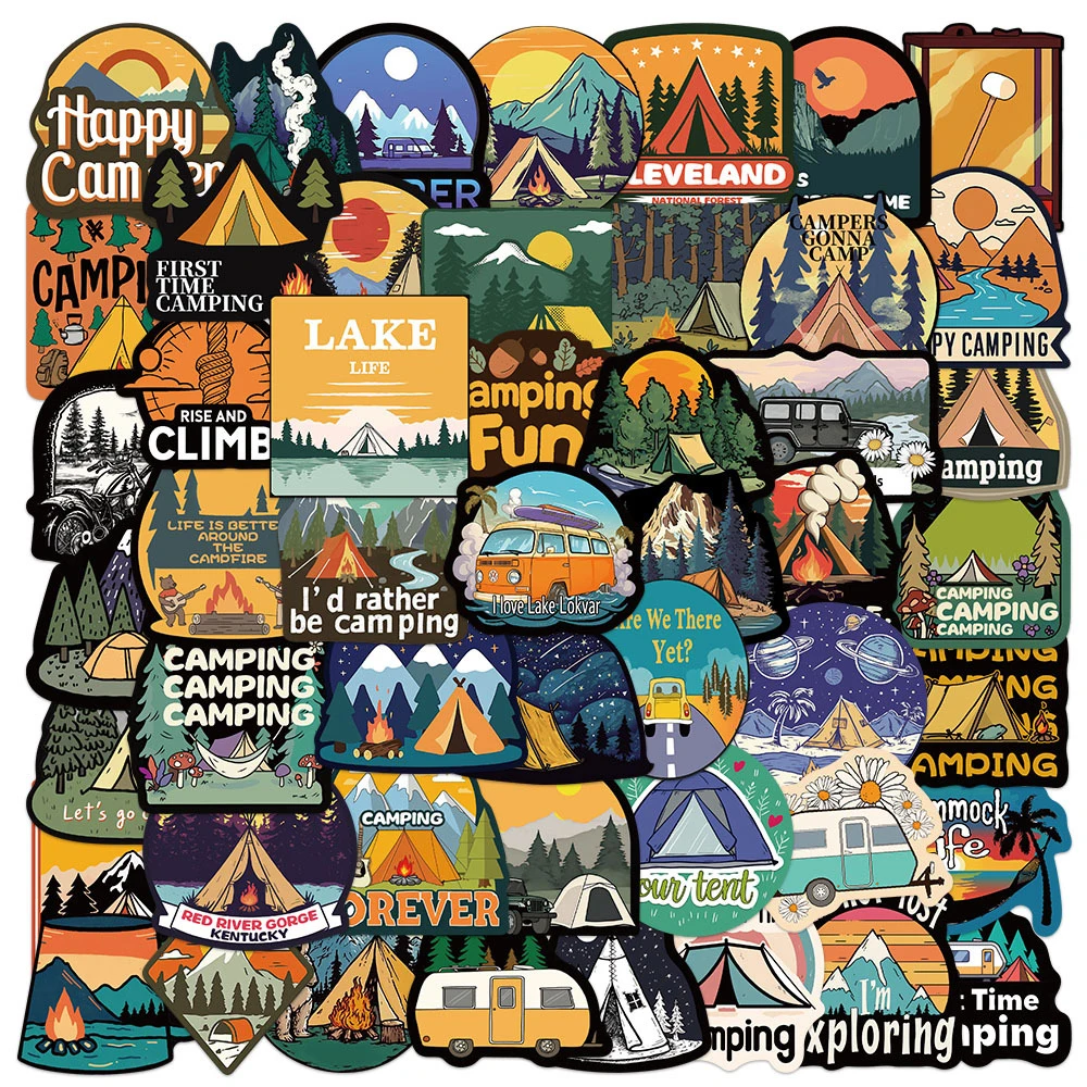 10/30/50/100 stücke Wald Camping Wandern Outdoor Cartoon Graffiti Aufkleber Reise Landschaft Aufkleber Kühle Wasserdichte DIY Gepäck Fahrrad