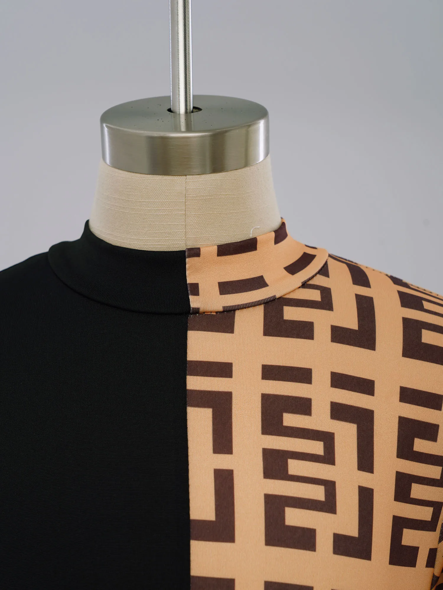 بدلة رقص للتزلج على الجليد للأطفال البنات، بدلة قفز أنيقة مطبوعة للتمرين برقبة وهمية وأكمام طويلة وسحاب بألوان متباينة #5