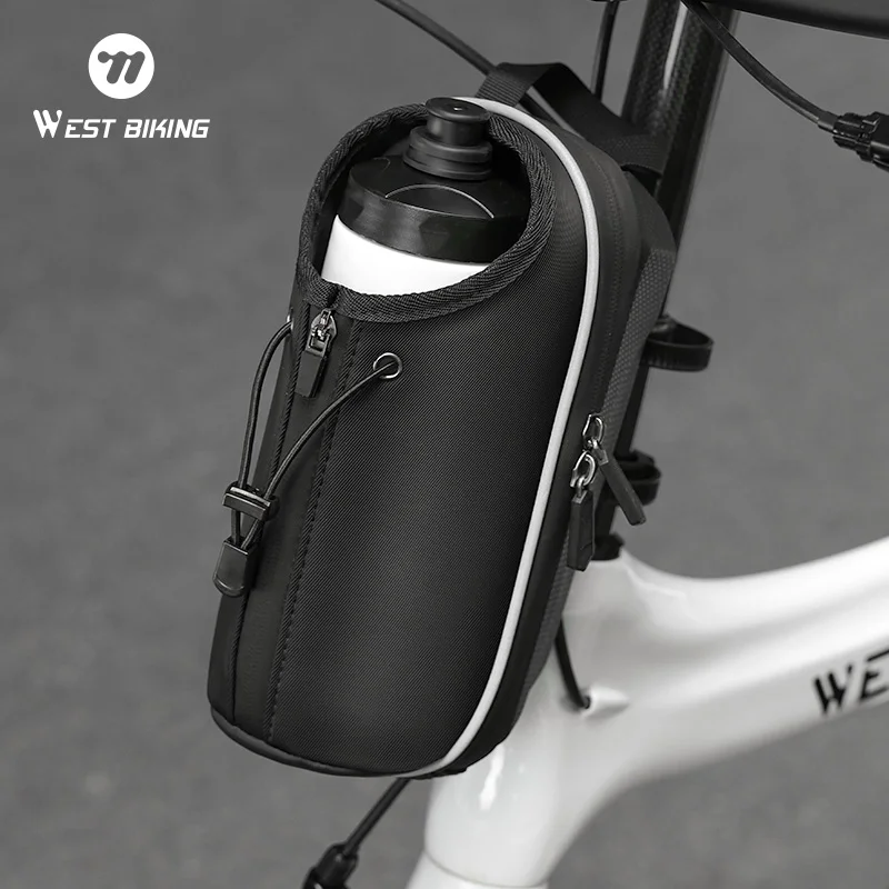 

WEST BIKING Велосипедная сумка для бутылки с водой Портативная сумка на руль велосипеда 3D Сумка на переднюю раму с твердым корпусом для электрического скутера Велосипедная сумка