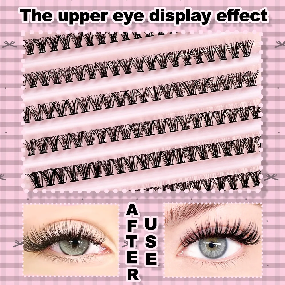 Clusterwimpers 8-16 mm, natuurlijk make-upeffect, gemengde lengtes, natuurlijk pluizig, geschikt voor beginners, herbruikbaar.