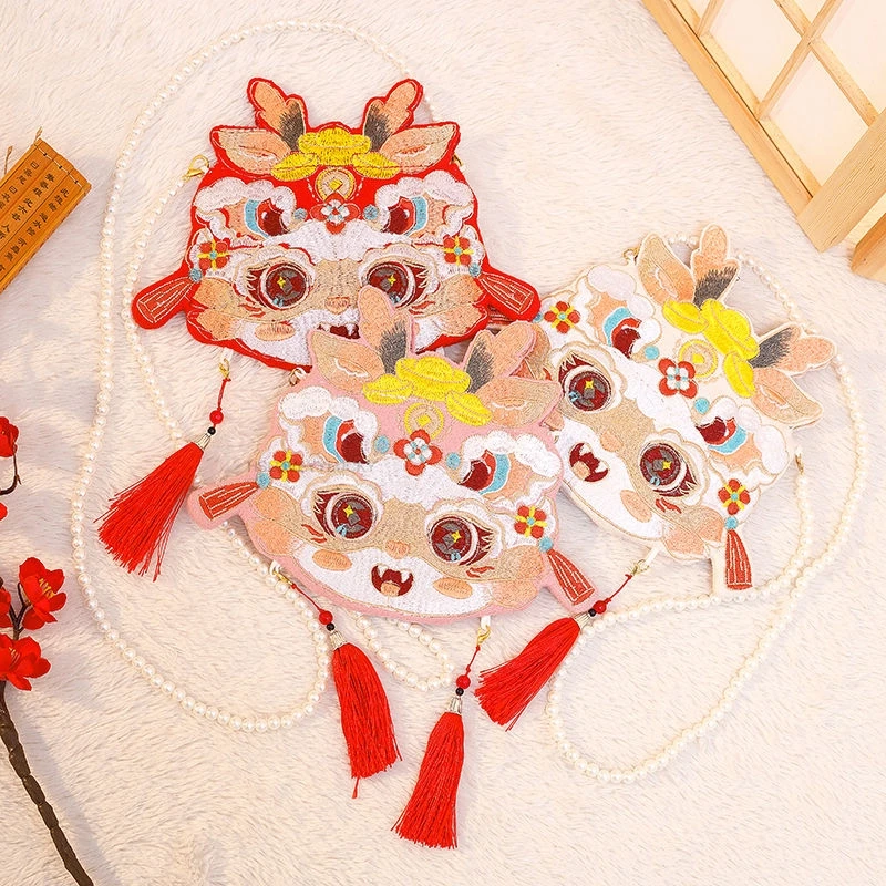 원래 핸드백 양면 자수 중국 전통 스타일 Hanfu 작은 가방 드래곤 수 놓은 여자 Crossbody 가방