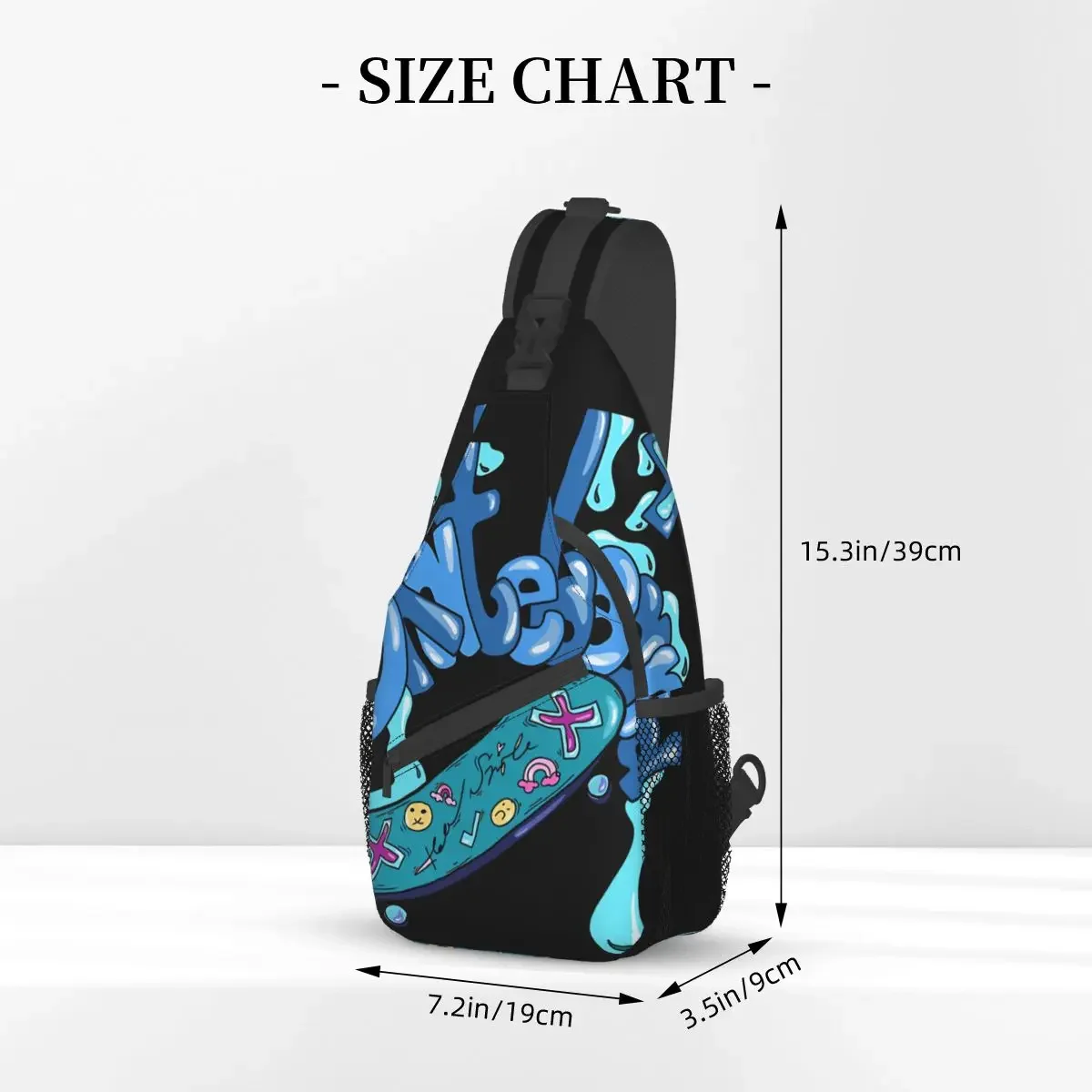 Skateboard Crossbody Chest Bags Graffiti Style Art Pockets Travel Pack Messenger Sports Teens Shoulder Bag Unisex