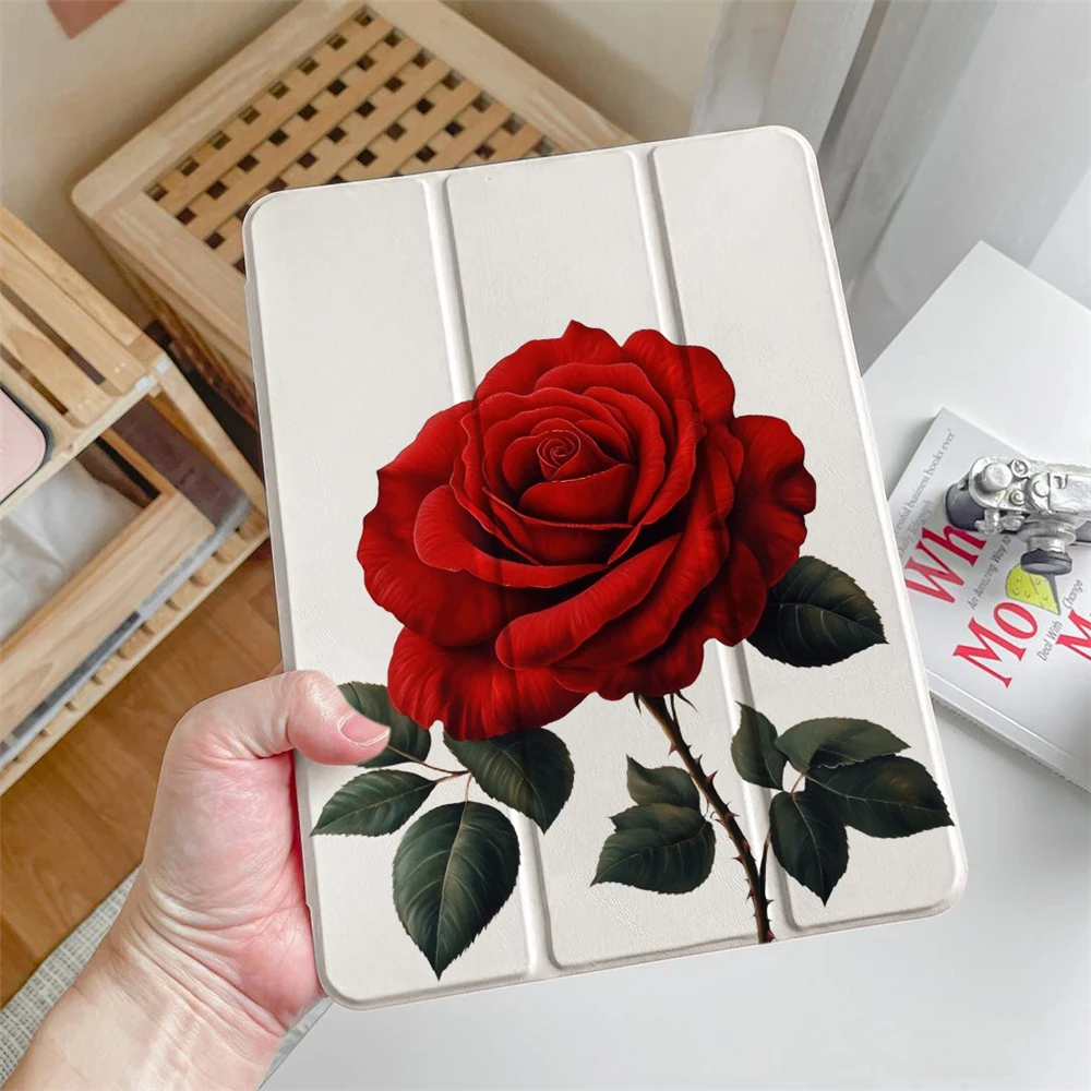 

Чехол с держателем для карандашей для iPad Air 11 M3 M2 Air 5 Smart Cover для iPad Pro 13 12,9 11-в 11th 10th 10,9 Mini 7 Чехол с принтом розы