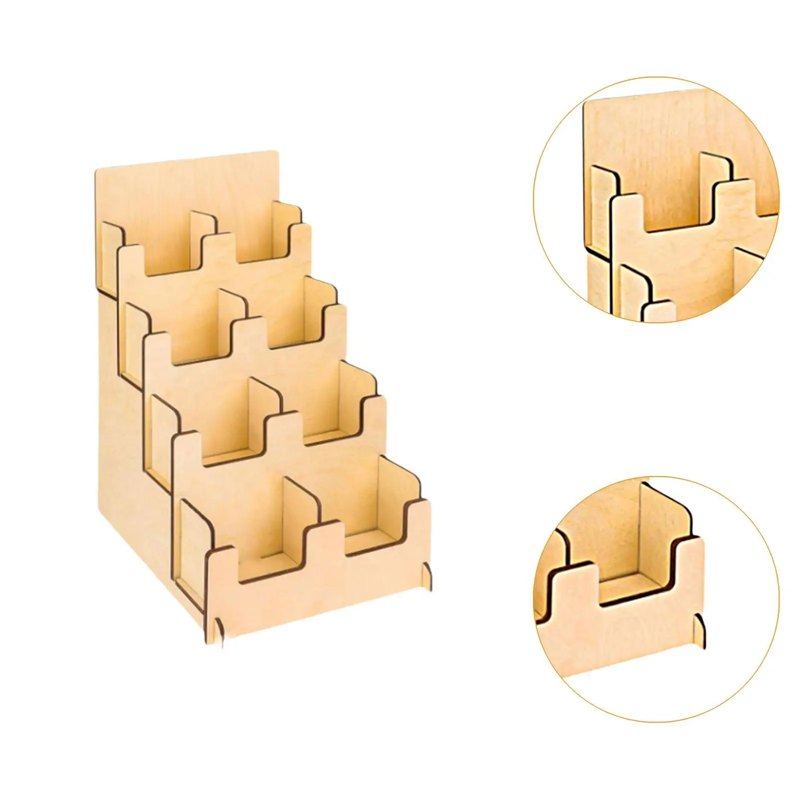Wooden Card Display Holder 4 Tier Rack for Comic Book Storage Greeting Card Stand for Sports Game Cards Postcard Organizer