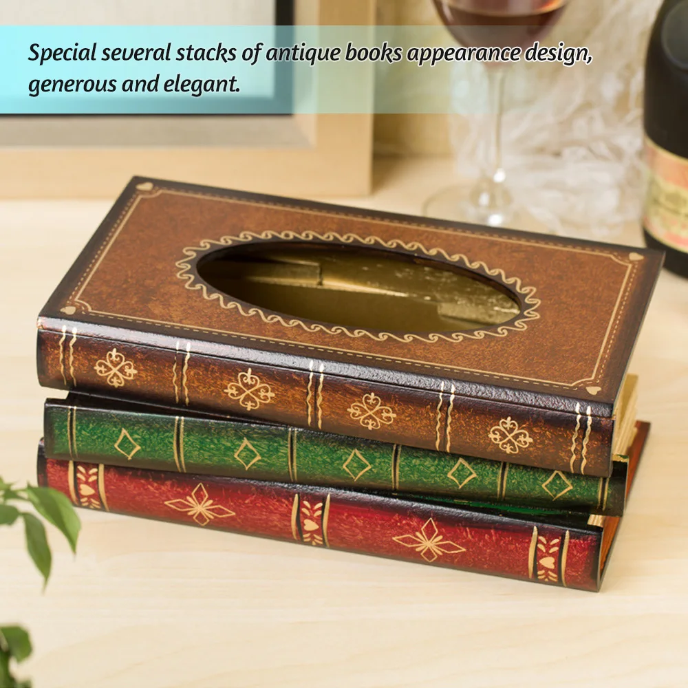 Elegant Antique Book Napkin Holder Novelty Tissue Box Holder for Home Restaurant