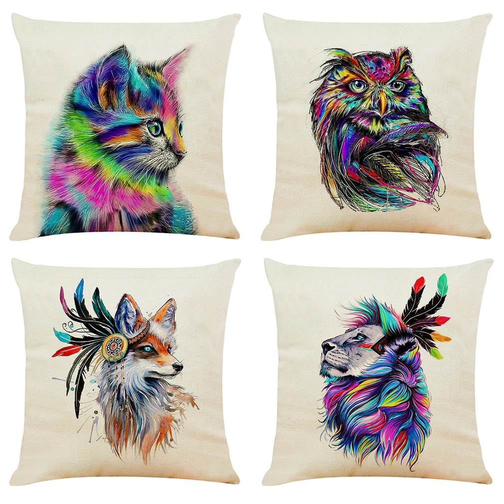 

Colorful Animal Pillow Case Art Lion Wolf Pillowcases for Pillows Bedroom Decoration Luxury Pillow Cover for Bed Sofa Home Decor