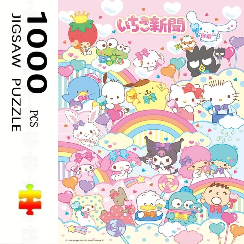 Large Size Jigsaw Puzzle 500/1000/1200/2000 Pcs Pink Sanrio Party Jigsaw Puzzles for Adults Stress Relief Toys Gift Home Decor