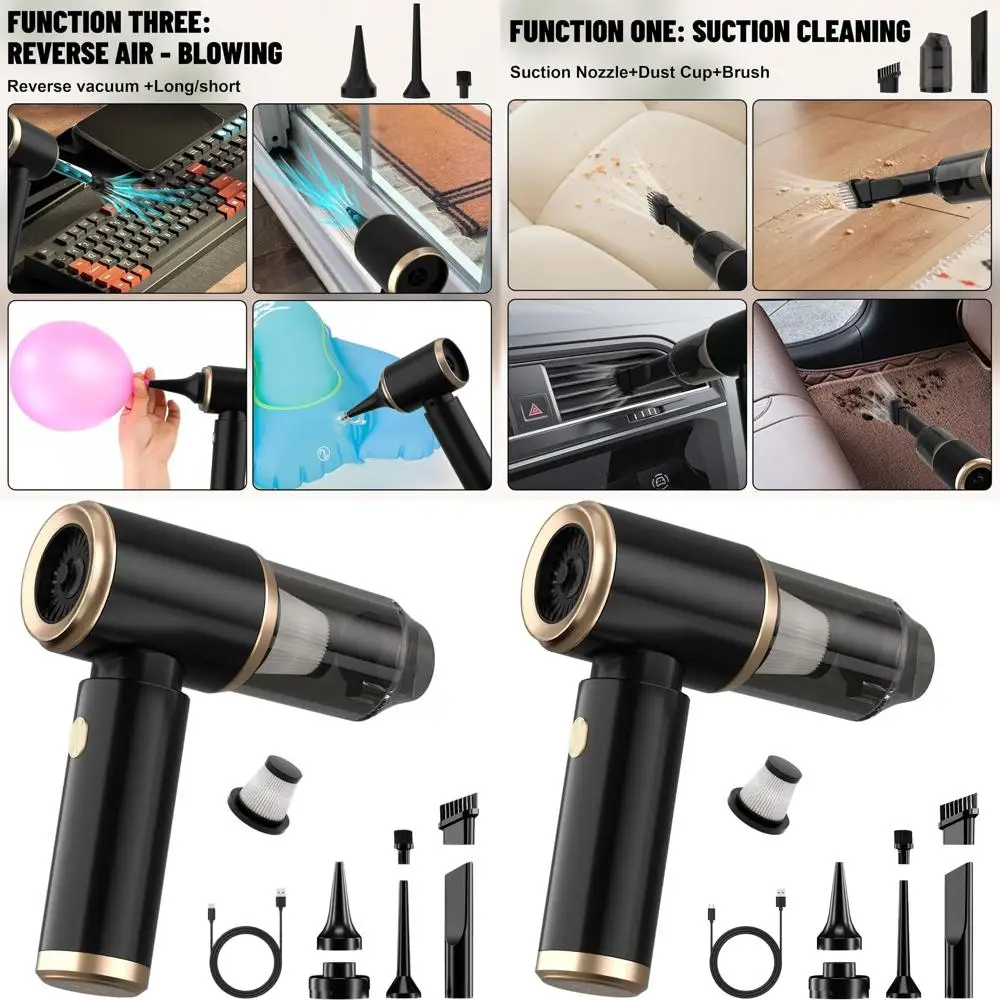 

Портативный беспроводной пылесос 4-в-1 с бесщеточным двигателем для автомобилей, дома, офиса и кемпинга (30000 Па)