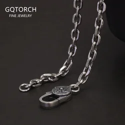S925 Sterling Silver Classic Chain for Men Women Six Character Mantra Clasp Necklace Simple Vintage Style Fine Jewelry