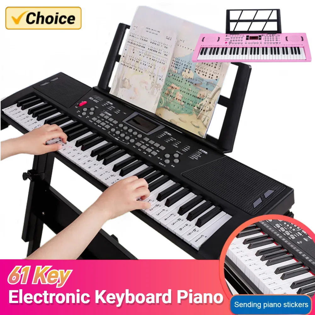 61 Key Electronic Keyboard Piano W/ Keyboard Stand Musical Mini Keyboard Piano Portable Music Keyboard for Beginners Kids Adults