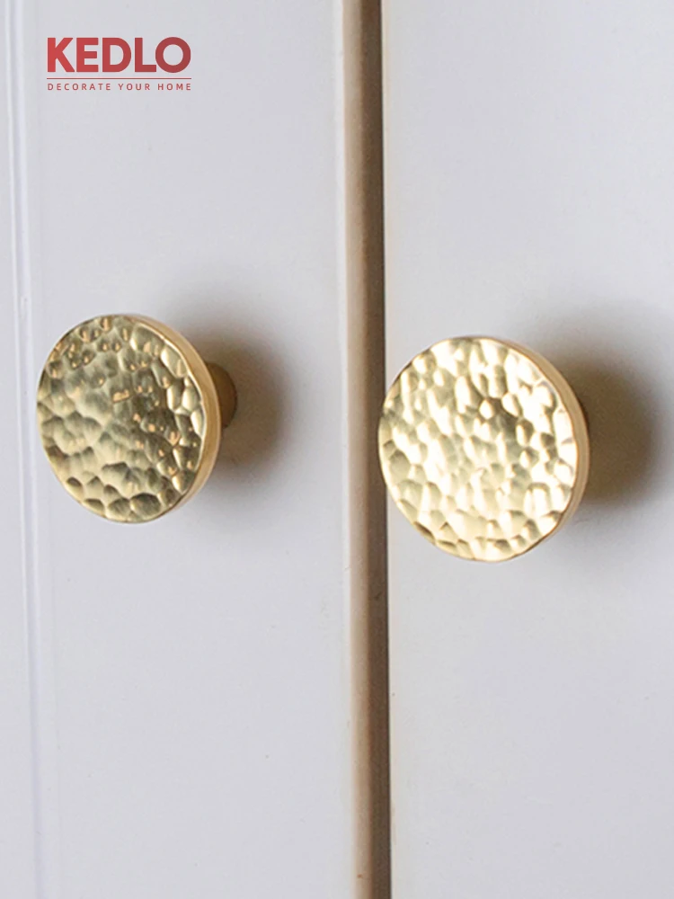 KEDLO Modern minimalist solid brass hammer pattern knob kitchen cabinet gold handle drawer handle