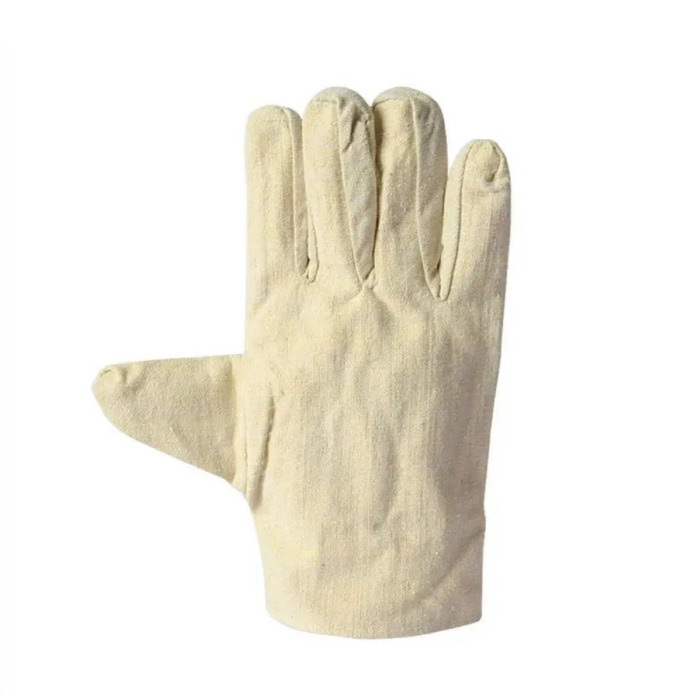 Yellow Canvas Working Gloves Double Layer Thickened Fabric Flexible Protection For Heavy Duty Industrial Welding