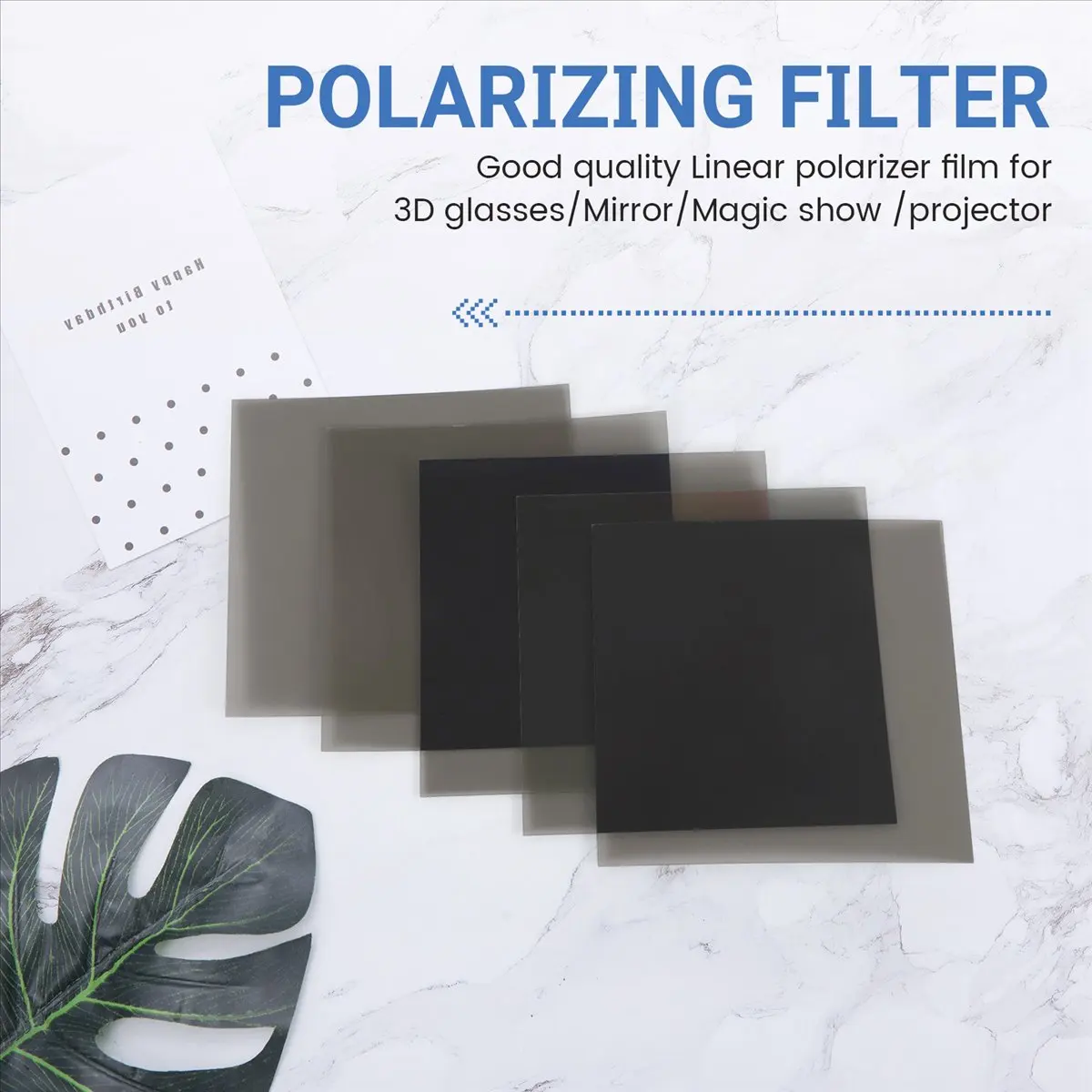 A64I Linear Polarizer Film LCD/LED Polarized Filter Polarizing Film for Polarization Photograph 10X10cm ,5PCS No Adhesive