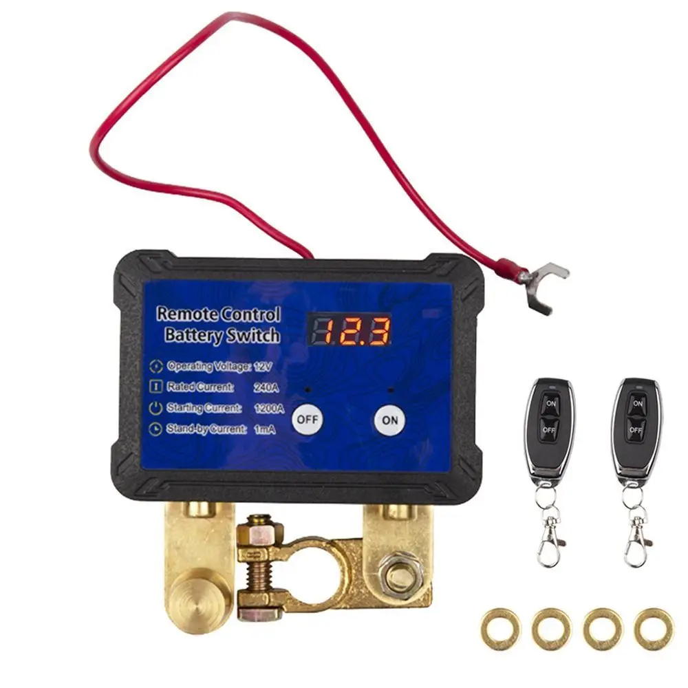

DC12V 240A Car Battery Disconnect Switch with 2 Remote Digital Display Automatic Power Shut Off Switch Quick Cut-off