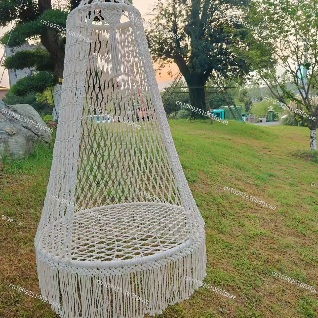 Camping Handwoven Fringe Hanging Chair Patio Swing Indoor Hanging Basket Outdoor Hammock Without Cushion