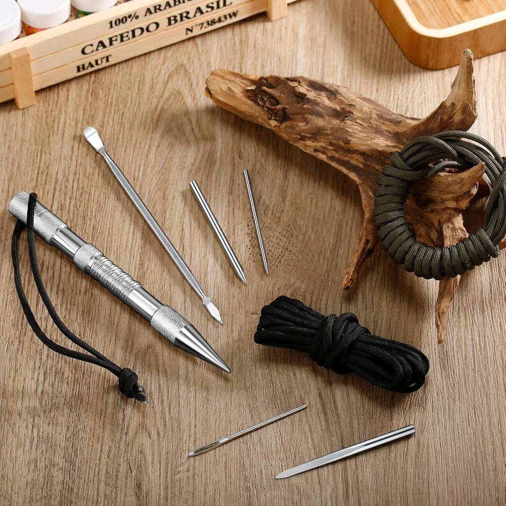 مجموعة Paracord Fid أداة عقدة جلدية مع أداة تنعيم إبر جلد Marlinspike لصناعة جلد Paracord