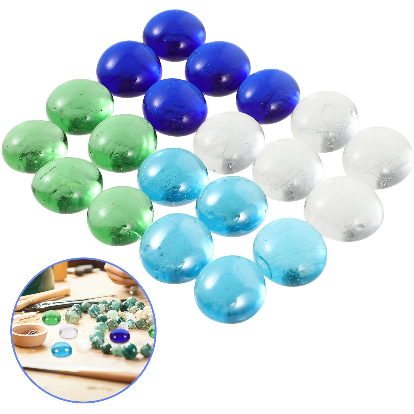 ลูกปัดแก้วหลากสี 1 ชุด ไม่มีขอบหยาบ ผิวเรียบ สำหรับตกแต่งตู้ปลา กระถางบอนไซ แจกันดอกไม้ จัดสวน งาน DIY