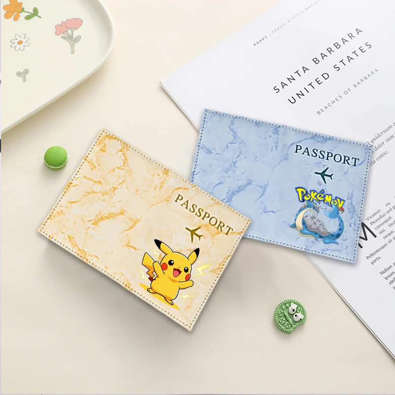 Cute Pikachued Passport Cover Protective Credit Card Case Holder ID Document Passport Wallet Fashion Printed Travel Storage Bags