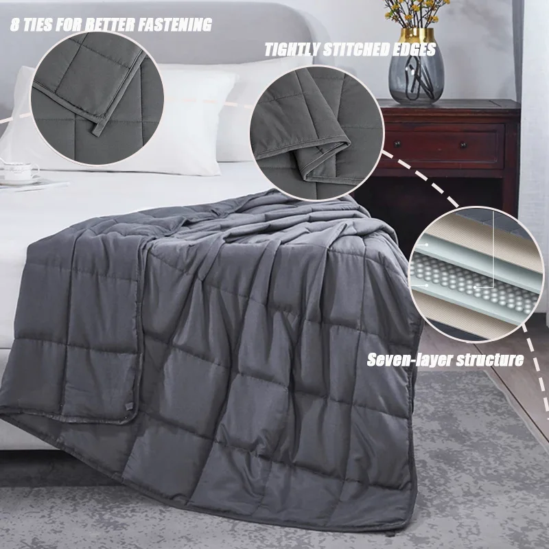 

1Pc Premium Polyester Weighted Blanket for Children and Adult Decompression Sleep Aid Weighted Quilt Comfortable Relieve Stress