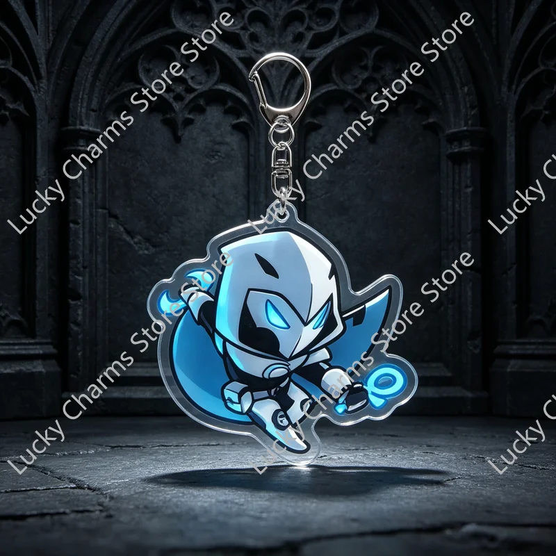 6Pcs Mixed Fantasy Hero Acrylic Keychain Set, Chibi Warrior Cartoon Key Ring, Transparent Bag Pendant, Collectible Gift for Teen