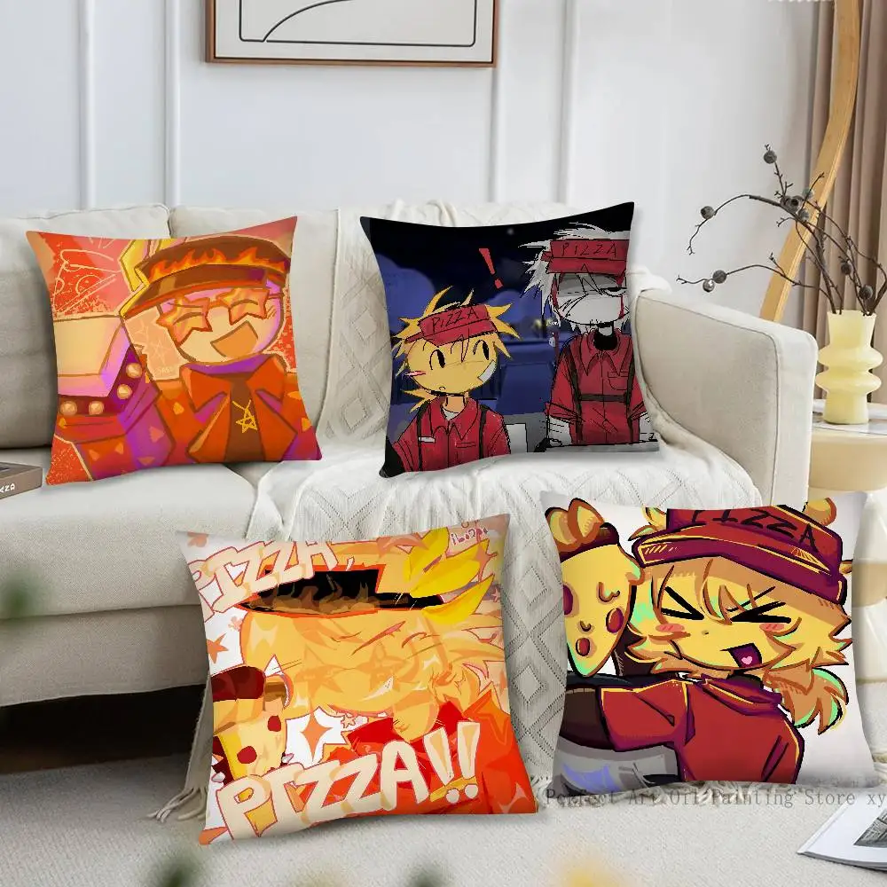 1pc E-Elliot Anime Pizza Pillow Case Fashion Square Pillowcase Bedroom Sofa Room Ins Decoration Leisure