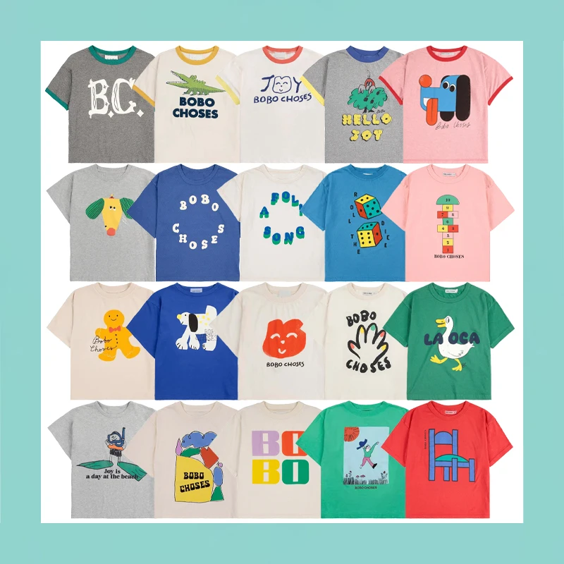

2025 New Summer Children's T-shirt Boys' Printed Casual Top Girl's Cute Round Neck T-shirt Kids Leisure Cartoon Clothing