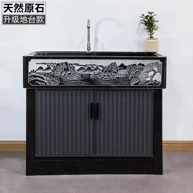 Outdoor natural stone vegetable washing sink Household marble stone laundry pool Integrated courtyard