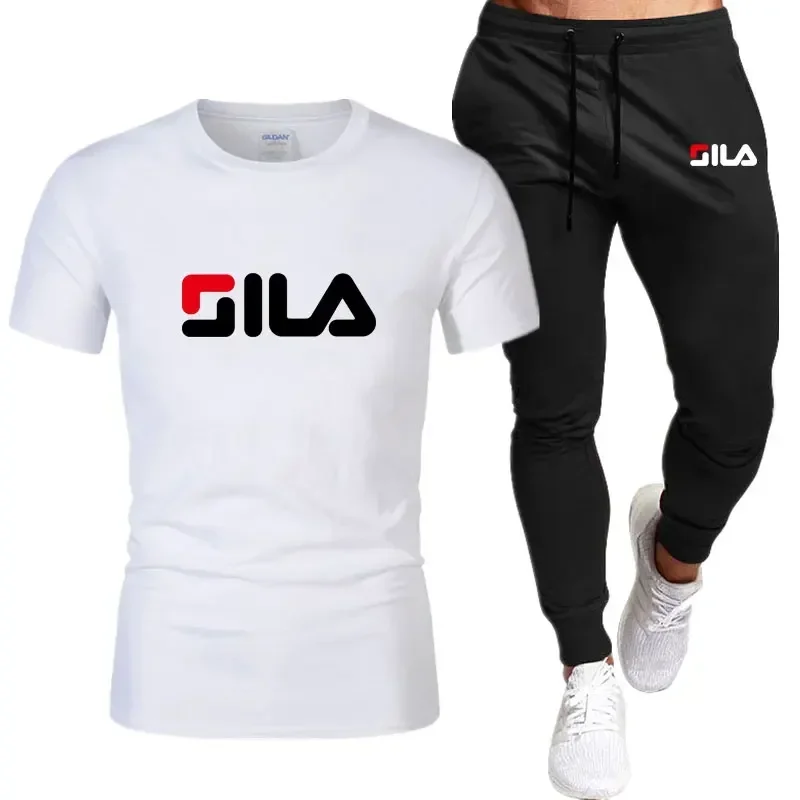 Hot-Selling Summer T-Shirt Shorts 2 Piece Sets Casual Brand Fitness Short Pants Cotton T Shirts Hip Hop Fashicon Men's Tracksuit