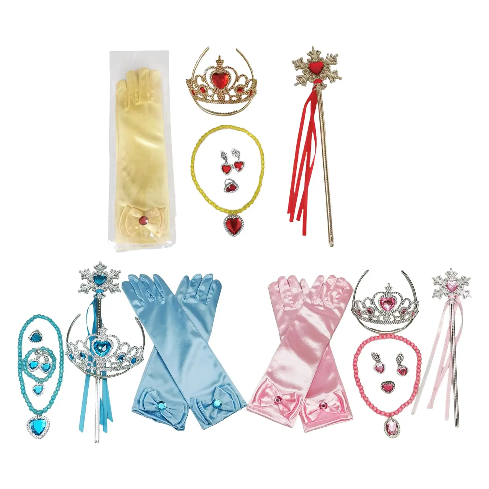 Princess Dress up Accessories Jewellery Crown Wand Gloves Necklace Bracelet for