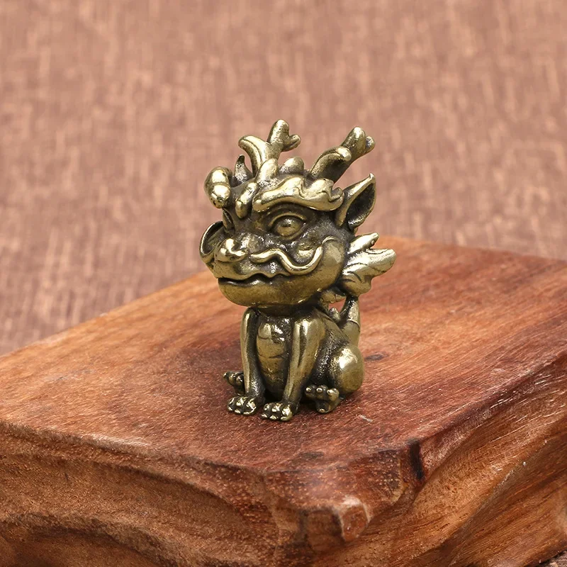 Antique Bronze Chinese Beast Pixiu Sculpture Desk Miniatures Figurines Ornaments Decorations Accessories Retro Brass Craft Decor