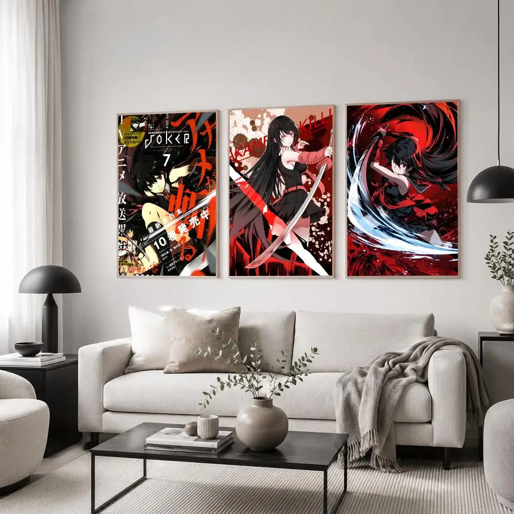 Anime Akame ga Kill Poster Classic Poster HD Art Sticky Wall Waterproof Home Living Room Bedroom  Aesthetic Decoration